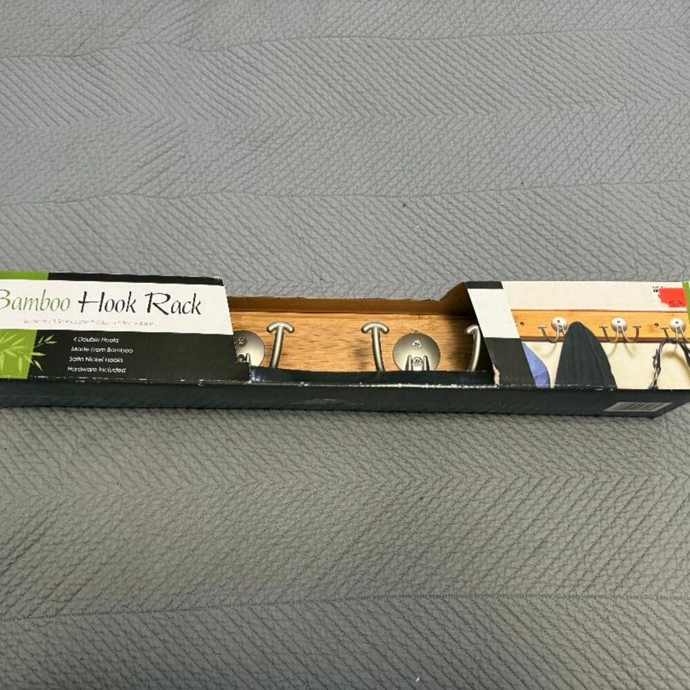 BAMBOO HOOK RACK 4 DOUBLE HOOKS